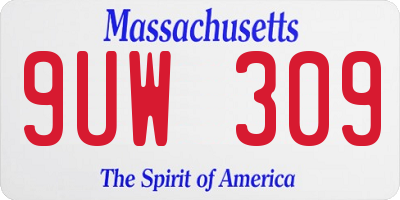 MA license plate 9UW309