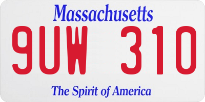 MA license plate 9UW310