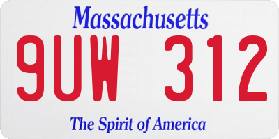 MA license plate 9UW312