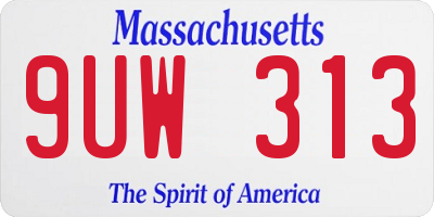 MA license plate 9UW313