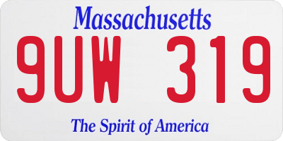 MA license plate 9UW319