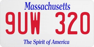 MA license plate 9UW320