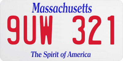 MA license plate 9UW321