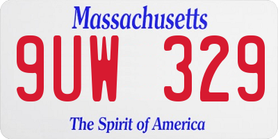 MA license plate 9UW329