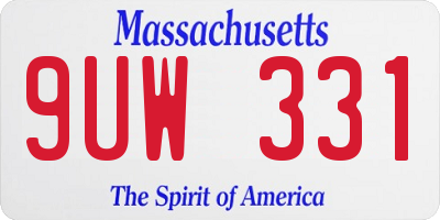 MA license plate 9UW331