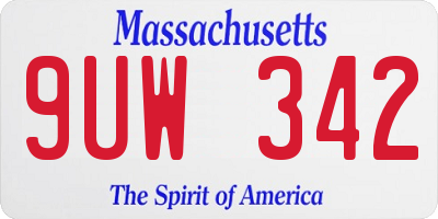 MA license plate 9UW342