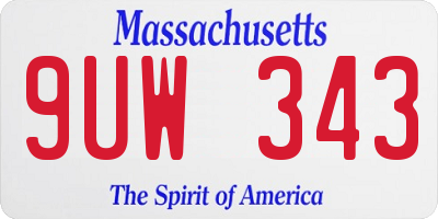 MA license plate 9UW343