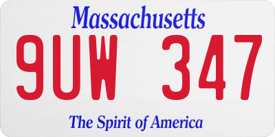 MA license plate 9UW347