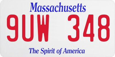 MA license plate 9UW348