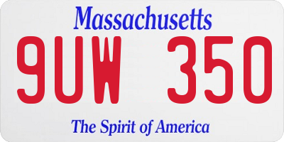 MA license plate 9UW350