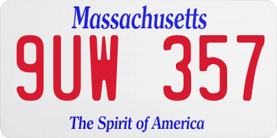 MA license plate 9UW357