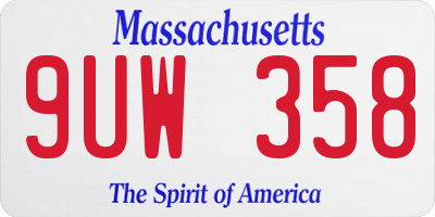 MA license plate 9UW358