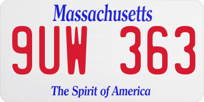 MA license plate 9UW363