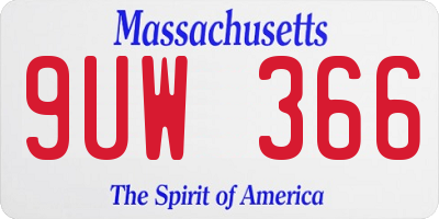 MA license plate 9UW366