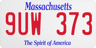 MA license plate 9UW373