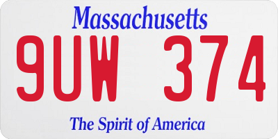 MA license plate 9UW374