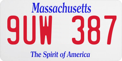 MA license plate 9UW387