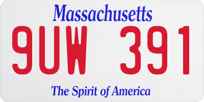 MA license plate 9UW391
