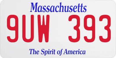 MA license plate 9UW393
