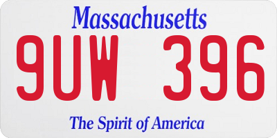 MA license plate 9UW396