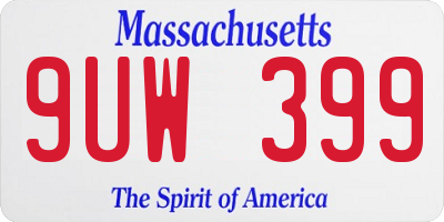MA license plate 9UW399