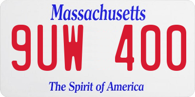 MA license plate 9UW400