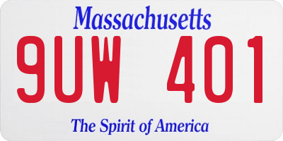 MA license plate 9UW401