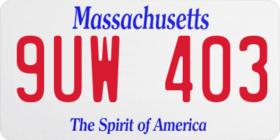 MA license plate 9UW403