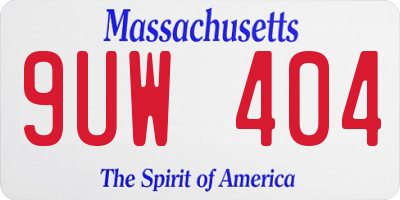 MA license plate 9UW404