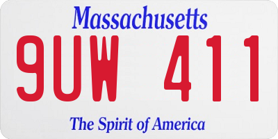 MA license plate 9UW411