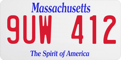 MA license plate 9UW412