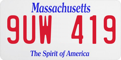 MA license plate 9UW419