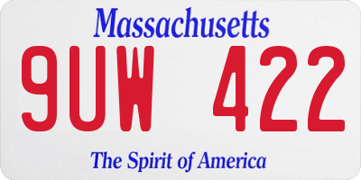 MA license plate 9UW422