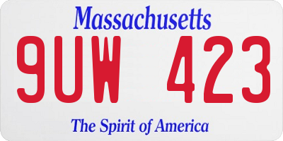 MA license plate 9UW423