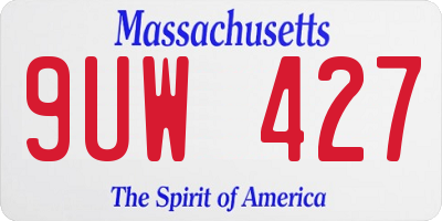 MA license plate 9UW427
