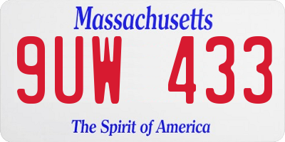 MA license plate 9UW433