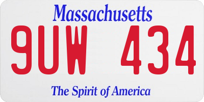 MA license plate 9UW434