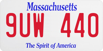 MA license plate 9UW440
