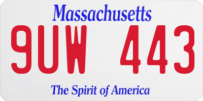 MA license plate 9UW443