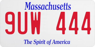 MA license plate 9UW444