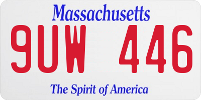 MA license plate 9UW446