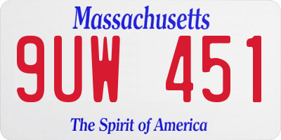 MA license plate 9UW451