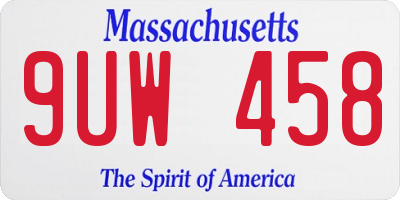 MA license plate 9UW458