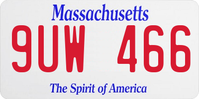 MA license plate 9UW466