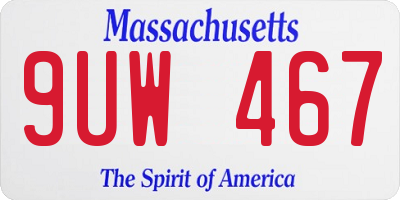 MA license plate 9UW467