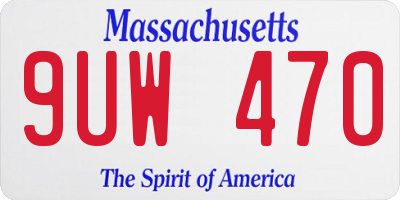MA license plate 9UW470