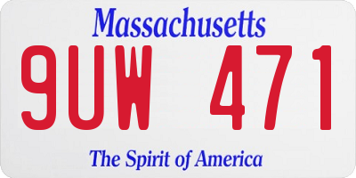 MA license plate 9UW471