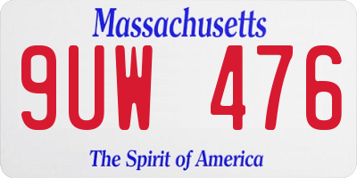 MA license plate 9UW476