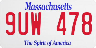 MA license plate 9UW478