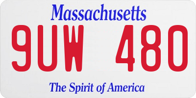 MA license plate 9UW480